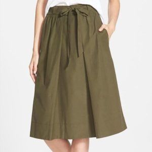 Madewell Apron Tie Waist Midi Skirt Army Grn sz M